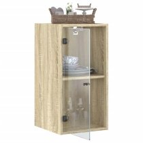 Avila Wooden Wall Cabinet With 1 Glass Door In Sonoma Oak