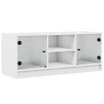 Avila Wooden TV Stand With 2 Glass Doors In White