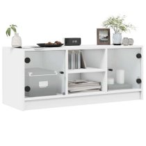 Avila Wooden TV Stand With 2 Glass Doors In White