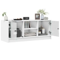 Avila Wooden TV Stand With 2 Glass Doors In White