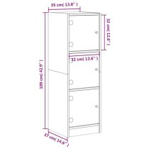 Avila Wooden Highboard With 3 Glass Doors In Concrete Effect