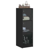 Avila Wooden Highboard With 3 Glass Doors In Black