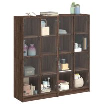 Avila Wooden Bookcase With 8 Glass Doors In Brown Oak