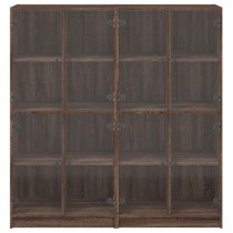 Avila Wooden Bookcase With 8 Glass Doors In Brown Oak