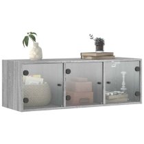 Avila Wooden Wall Cabinet With 3 Glass Doors In Grey Sonoma Oak