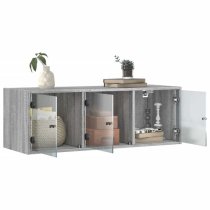 Avila Wooden Wall Cabinet With 3 Glass Doors In Grey Sonoma Oak