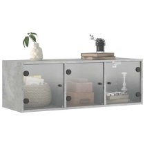 Avila Wooden Wall Cabinet With 3 Glass Doors In Concrete Effect