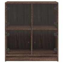 Avila Wooden Side Cabinet With 4 Glass Doors In Brown Oak