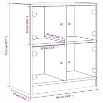 Avila Wooden Side Cabinet With 4 Glass Doors In Brown Oak