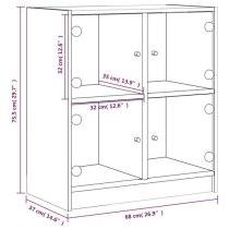 Avila Wooden Side Cabinet With 4 Glass Doors In Concrete Effect