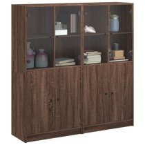 Avila Wooden Bookcase With Doors In Brown Oak