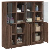 Avila Wooden Bookcase With Doors In Brown Oak