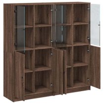 Avila Wooden Bookcase With Doors In Brown Oak