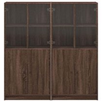 Avila Wooden Bookcase With Doors In Brown Oak