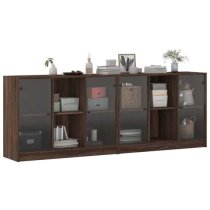 Avila Wooden Bookcase With 4 Doors In Brown Oak