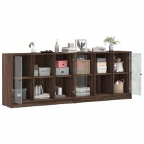 Avila Wooden Bookcase With 4 Doors In Brown Oak