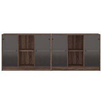 Avila Wooden Bookcase With 4 Doors In Brown Oak