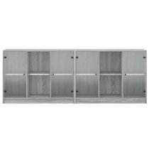 Avila Wooden Bookcase With 4 Doors In Grey Sonoma Oak