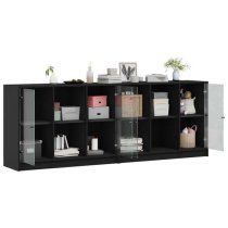 Avila Wooden Bookcase With 4 Doors In Black