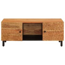 Blanes Acacia Wood Coffee Table With 2 Doors In Natural