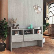 Afton Wooden Sideboard With 3 Drawers In Concrete Grey