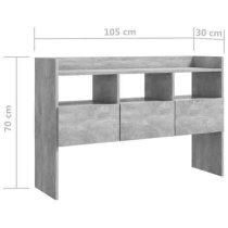 Afton Wooden Sideboard With 3 Drawers In Concrete Grey