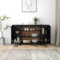 Atoka Wooden Sideboard With 4 Doors In Black