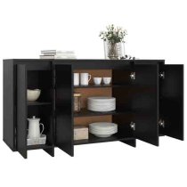 Atoka Wooden Sideboard With 4 Doors In Black