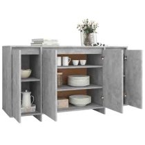 Atoka Wooden Sideboard With 4 Doors In Concrete Grey