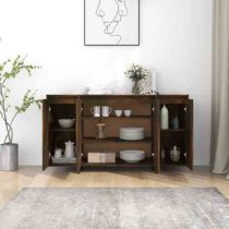 Atoka Wooden Sideboard With 4 Doors In Smoked Oak