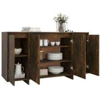 Atoka Wooden Sideboard With 4 Doors In Smoked Oak