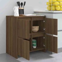 Axton Wooden Storage Cabinet With 4 Doors In Brown Oak