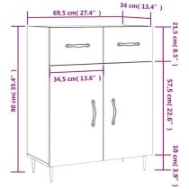 Attica Wooden Sideboard With 2 Doors In White