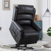 Warth Electric Leather Lift And Tilt Recliner Armchair In Black