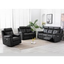 Manila Electric Leather Recliner 1 Seater Sofa In Anthracite