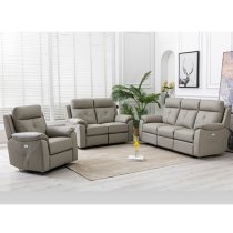 Manila Electric Leather Recliner 1 Seater Sofa In Moon