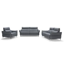 Pristina Electric Leather Recliner 3 Seater Sofa In Cobalto