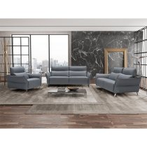 Pristina Electric Leather Recliner 3 Seater Sofa In Cobalto