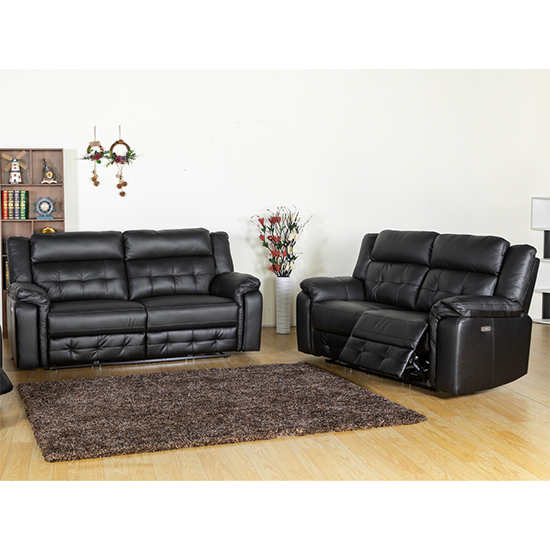 Essen Electric Leather Recliner 3+2 Sofa Set In Black