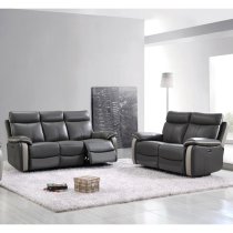 Caguas Electric Leather 3+2 Sofa Set In Dual Tone Dark Grey