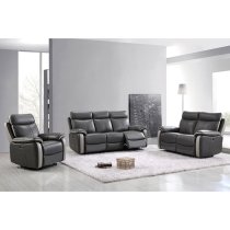 Caguas Electric Leather 3+2 Sofa Set In Dual Tone Dark Grey