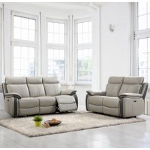 Caguas Electric Leather 3+2 Sofa Set In Dual Tone Light Grey