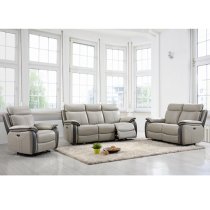 Caguas Electric Leather 3+2 Sofa Set In Dual Tone Light Grey