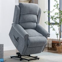 Warth Electric Fabirc Dual Motor Recliner Armchair In Steel Blue