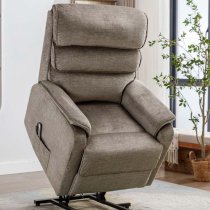 Sanur Electric Fabric Lift And Tilt Recliner Armchair In Taupe