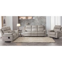 Hanford Electric Fabric Recliner 1 Seater Sofa In Silver Grey