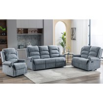 Warth Manual Fabric Recliner 1 Seater Sofa In Steel Blue