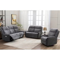 Ternate Electric Fabric Recliner 1 Seater Sofa In Fusion Grey