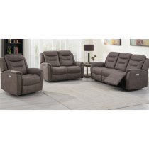 Hasselt Electric Fabric Recliner 2 Seater Sofa In Brown