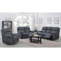 Proxima Manual Fabric Recliner 3 Seater Sofa In Slate Grey